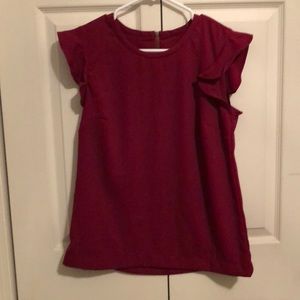 J.Crew Burgundy Flutter Sleeve Blouse
